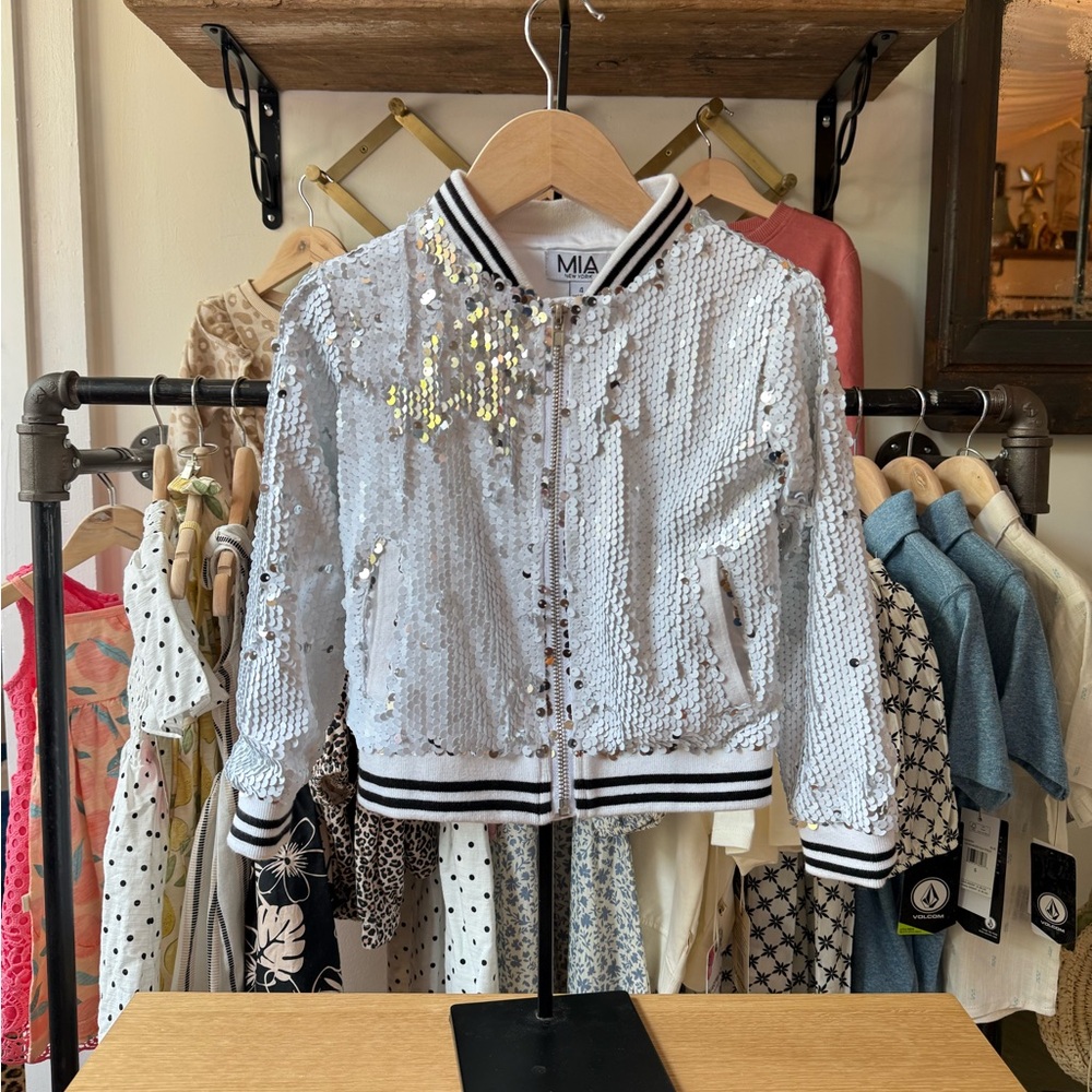 MIA Silver Sequin Bomber Jacket